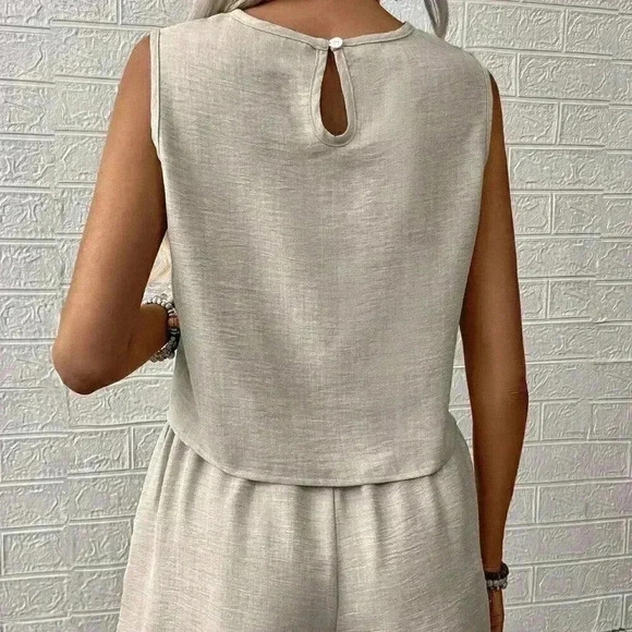 Apricot Casual Women's Solid Color Top And Shorts Set - Picture 2 of 6